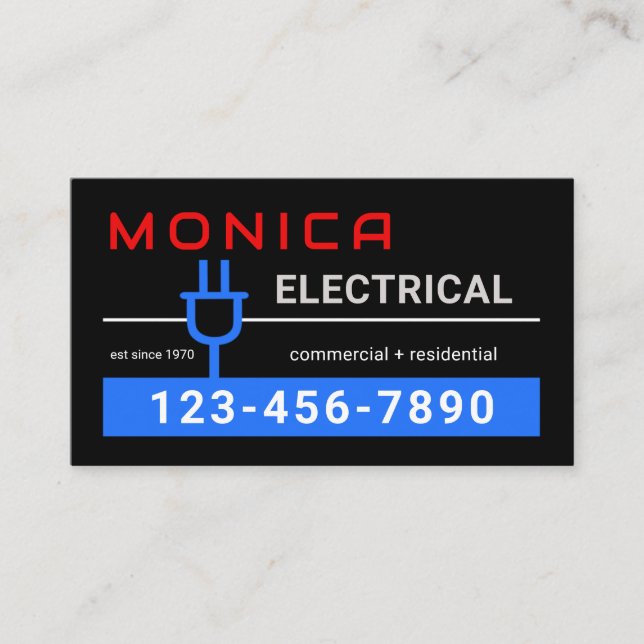 Your Name Powers Electric Plug Business Card (Front)