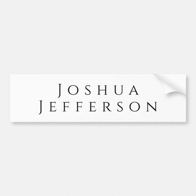 Your Name Professional Creative Plain Black White Bumper Sticker (Front)