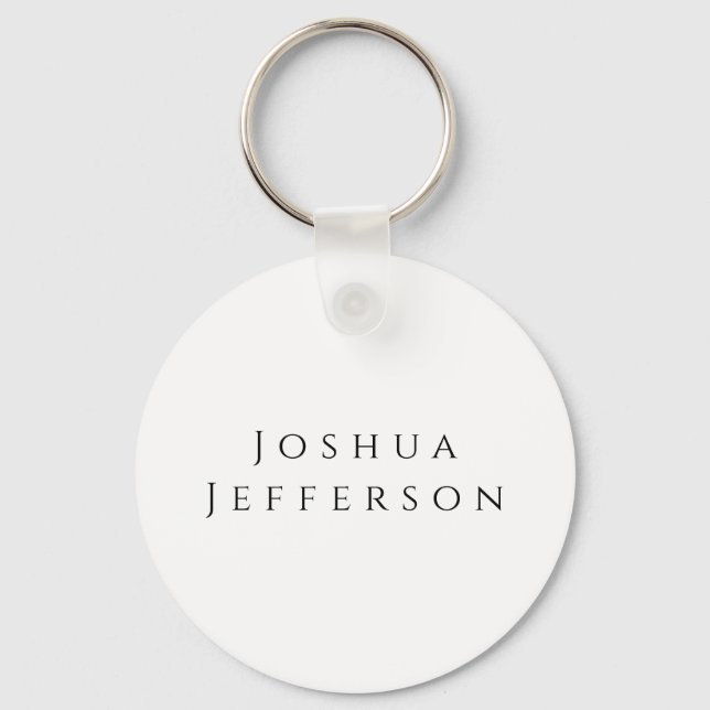 Your Name Professional Creative Plain Black White Keychain (Front)