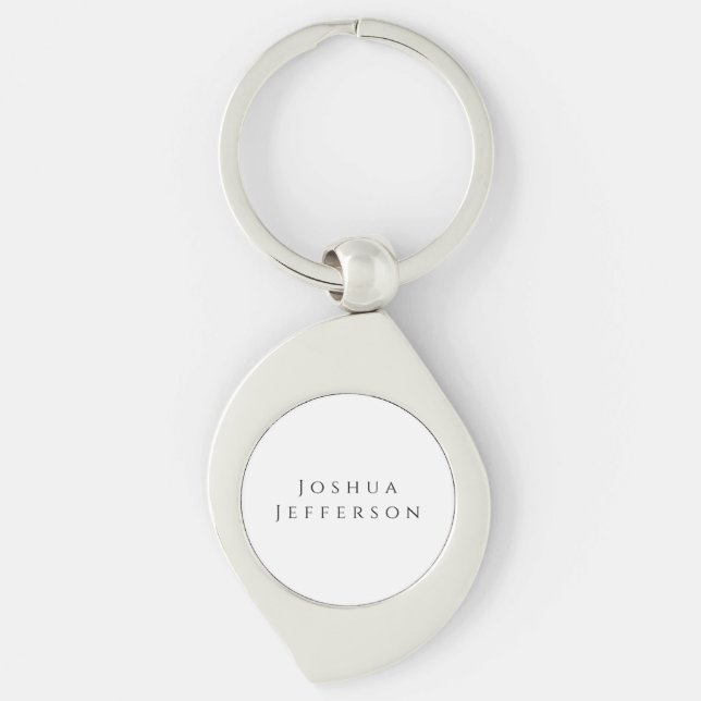 Your Name Professional Creative Plain Black White Keychain (Front)