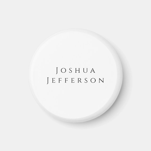 Your Name Professional Creative Plain Black White Magnet (Front)