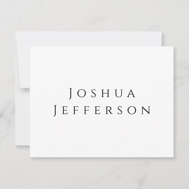 Your Name Professional Creative Plain Black White Note Card (Front)