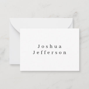 Your Name Professional Creative Plain Black White Note Card