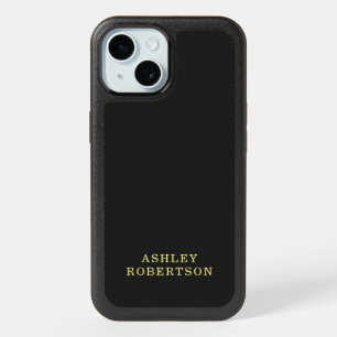 Your Name Professional Stylish Minimalist Black iPhone 15 Case
