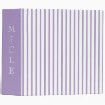 Your Name Purple Stripe 3 Ring Binder