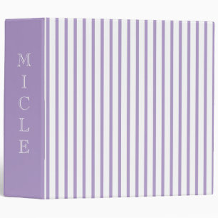 Your Name Purple Stripe 3 Ring Binder