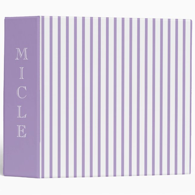 Your Name Purple Stripe 3 Ring Binder (Front/Spine)
