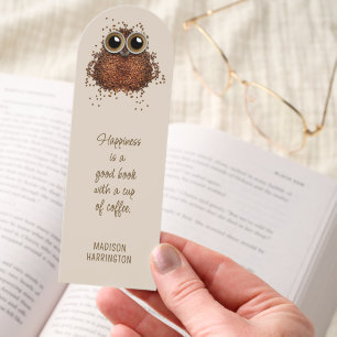 YOUR Name & Quote Coffee Owl Bookmarks