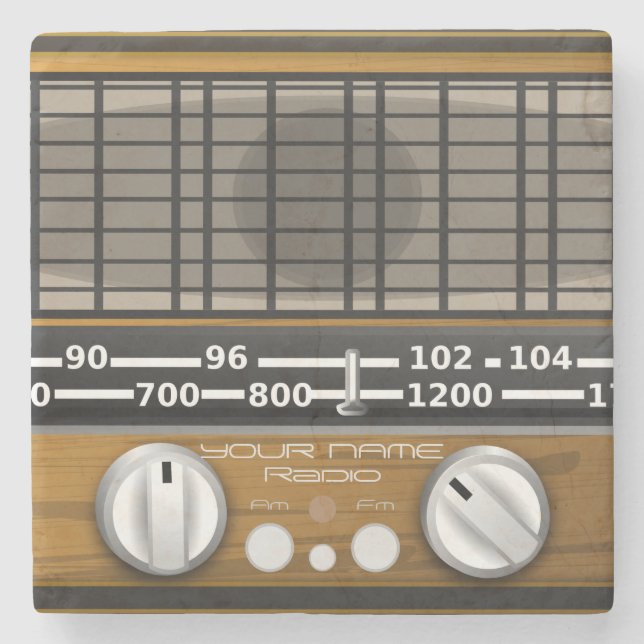 Your Name Radio Personalized Disc Jockey Stone Coaster (Front)