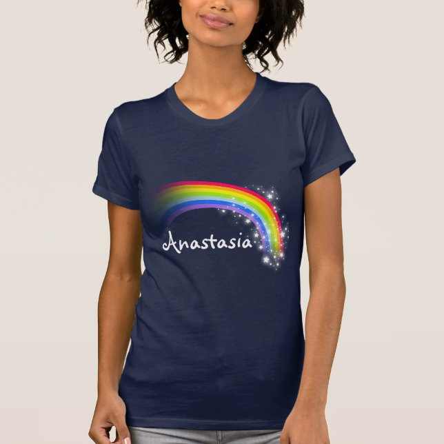 "Your name" rainbow navy top (Front)