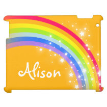 "your name" rainbow orange kids ipad case