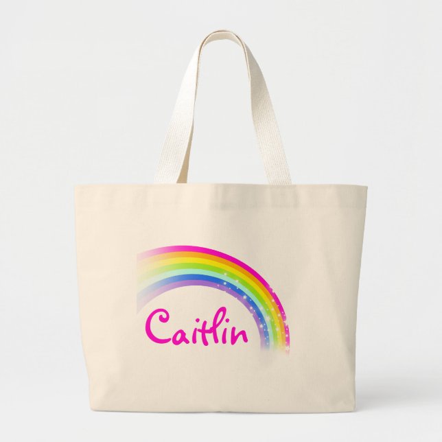 "your name" rainbow pink / light tote bag (Front)