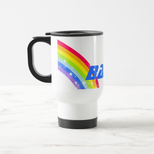 "Your name" rainbow travel / kids club blue mug (Left)