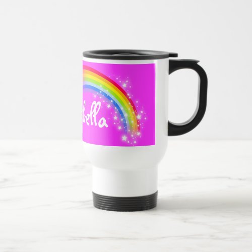 Your name rainbow violet travel  kids club mug
