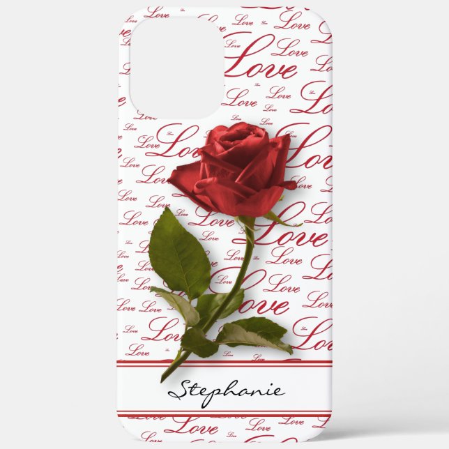 Your Name | Red Rose & Stem Floral Photography Case-Mate iPhone Case (Back)