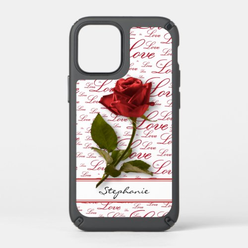 Your Name  Red Rose  Stem Floral Photography Speck iPhone 12 Mini Case