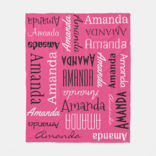 YOUR NAME Repeating, custom color fleece blanket
