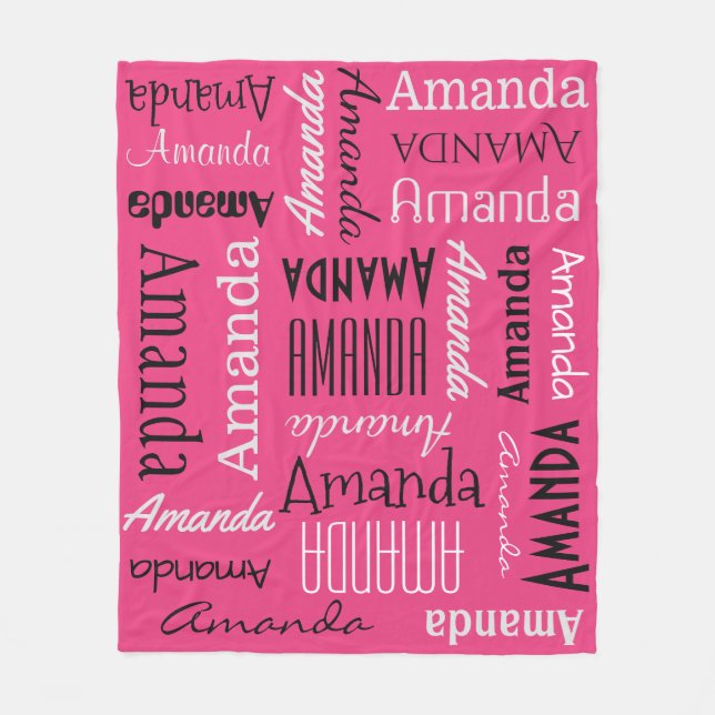 YOUR NAME Repeating, custom color fleece blanket (Front)