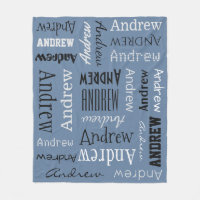 YOUR NAME Repeating, custom color fleece blanket