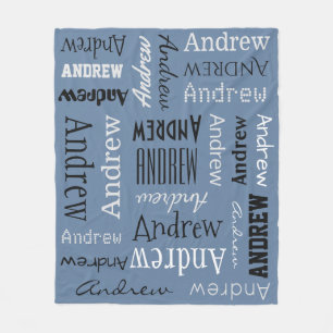 YOUR NAME Repeating, custom color fleece blanket