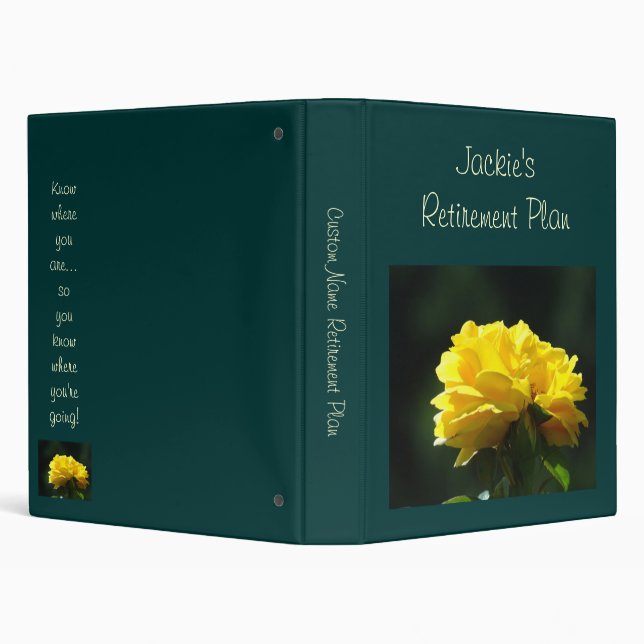 Your Name Retirement Plan binders Yellow Rose (Background)