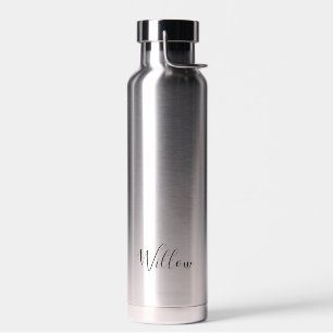 Your Name Romantic Sleek Silver Water Bottle