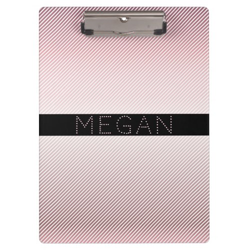 Your Name  Rose Ombre  White Stripes Clipboard