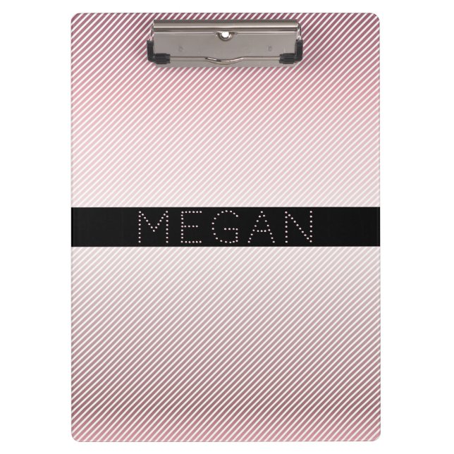 Your Name | Rose Ombre & White Stripes Clipboard (Front)