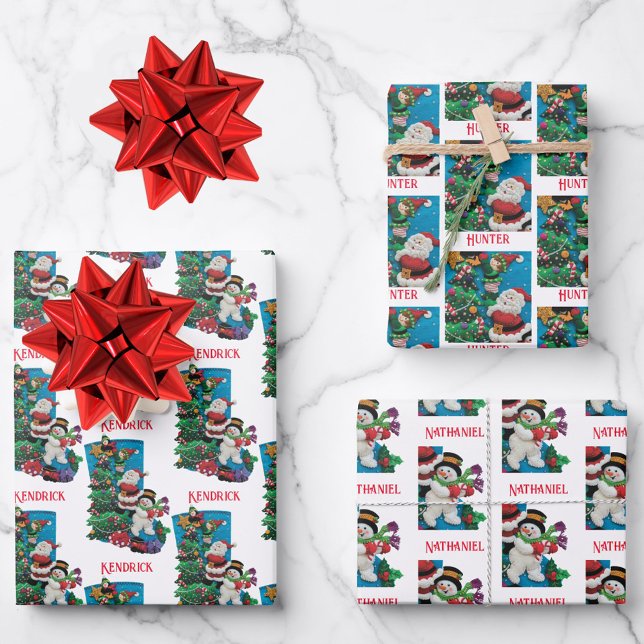 Your Name(s) Custom Cute Christmas Holiday Wrapping Paper Sheets (Creator Uploaded)