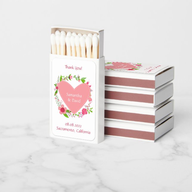 Your Name(s) in a Heart Matchboxes (Stacked)