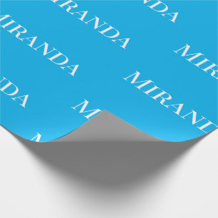 Your Name Script Pretty Ocean Blue Wrapping Paper
