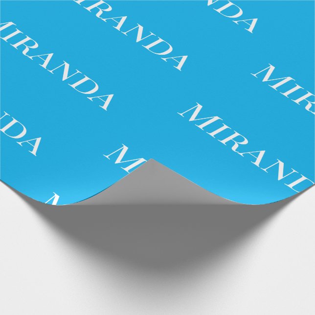 Your Name Script Pretty Ocean Blue Wrapping Paper (Corner)