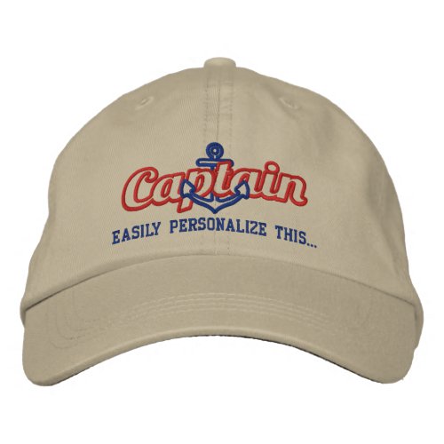 Your Name Sea Captain Nautical Anchor Embroidery Embroidered Baseball Cap