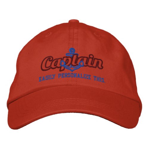 Your Name Sea Captain Nautical Anchor Embroidery Embroidered Baseball Cap