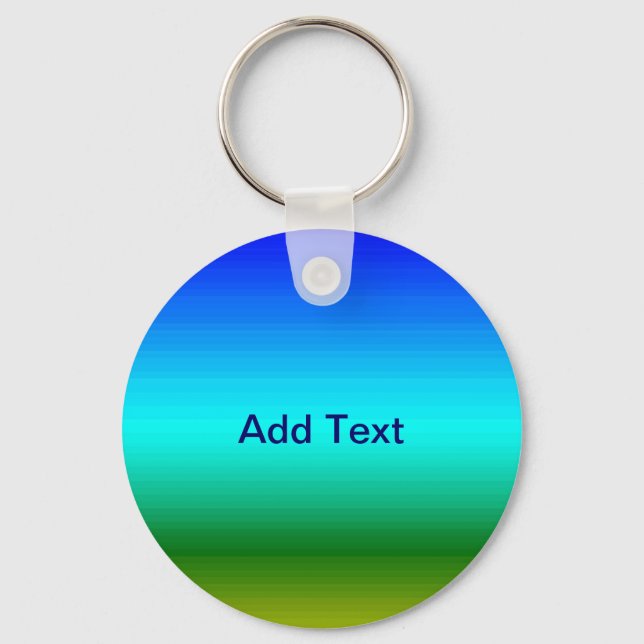 Your Name Sea Sky Blue Green Modern Gradient Keychain (Front)