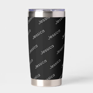 Your Name Simple Modern White Typeface on Black Insulated Tumbler