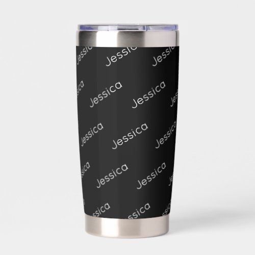 Your Name  Simple Modern White Typeface on Black Insulated Tumbler