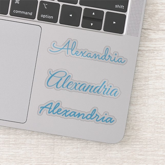 Your Name Sky Blue Handwritten Script Versions Sticker (Detail)