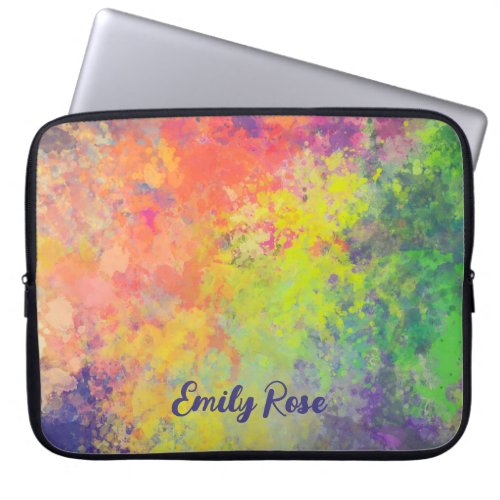 Your Name Spring Tulip Watercolor Abstract Laptop Sleeve