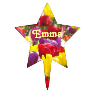 Your Name star Cake toppers picks Tulip Flowers