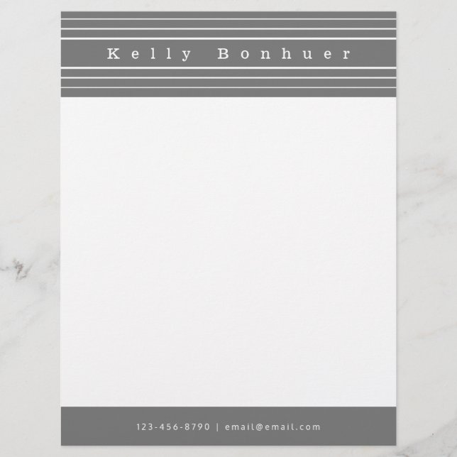 Your Name & Stripes | Grey & White Letterhead (Front)