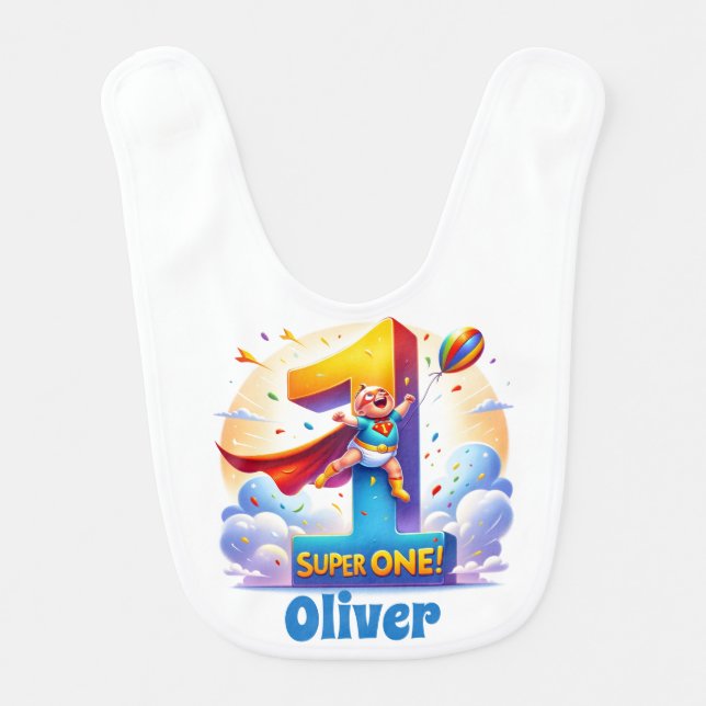Your name Super First Year Baby Bib (Front)