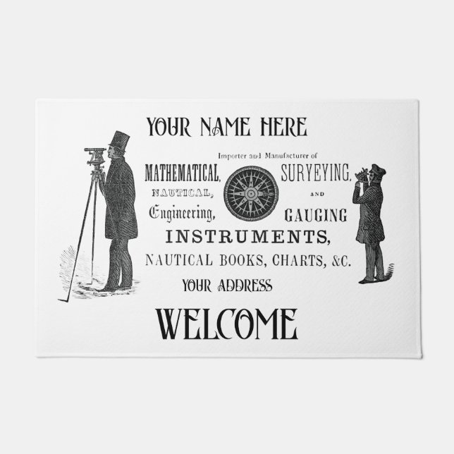 YOUR NAME SURVEY LAND SURVEYOR 1856 Boston Ad Doormat (Front)