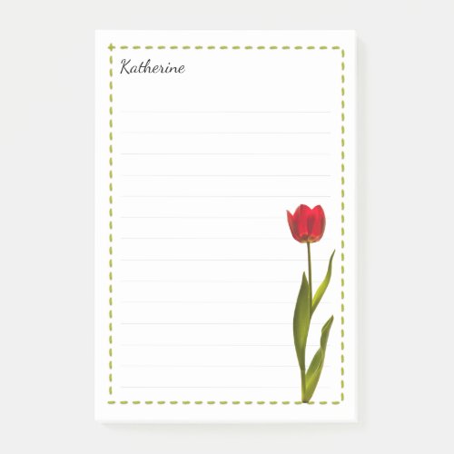 Your Name Tall Red Tulip Spring Floral Photography Post_it Notes