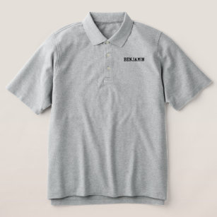 YOUR NAME / TEXT Embroidered Polo Shirt mens gray
