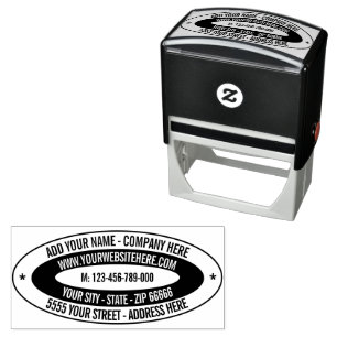 Your Name Text Info Address Oval Stamp Example