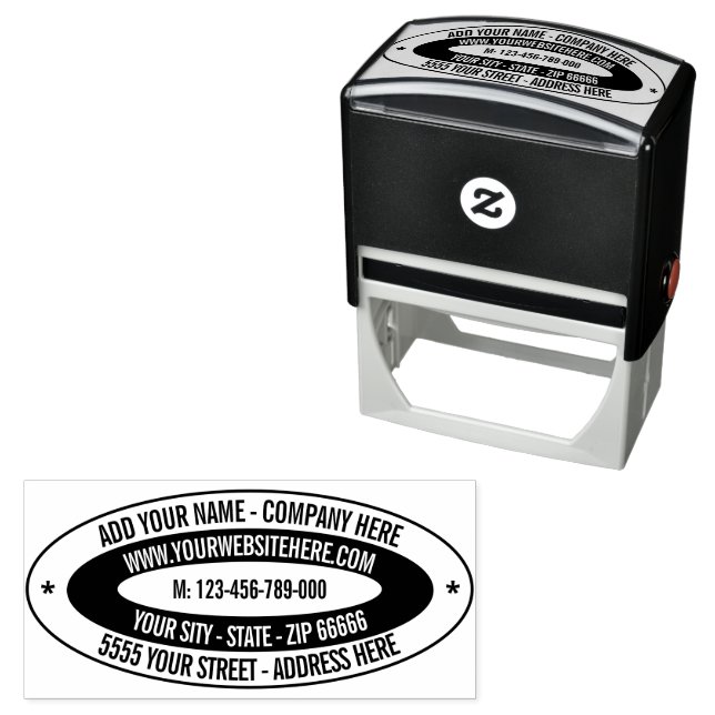 Your Name Text Info Address Oval Stamp Example (In Situ)