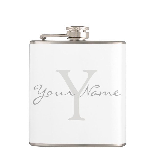 Your name, text, initials, monogram hip flask (Front)
