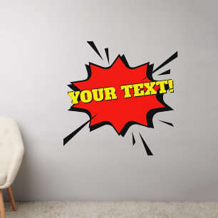 Your Name Text on Red Burst, Pop Art 50"  Wall Decal