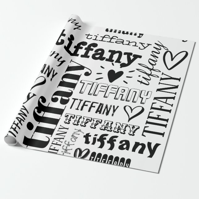 Your Name Text Pattern Personalized Wrapping Paper (Unrolled)